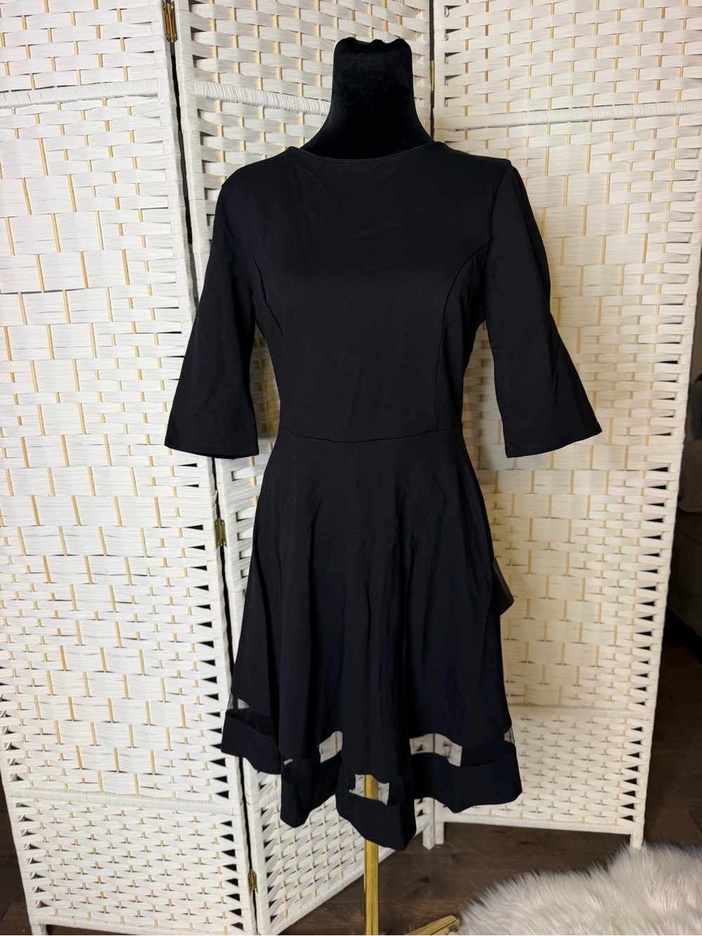 Lulu's Black Midi Fit-and-Flare Dress with Hem Cutouts